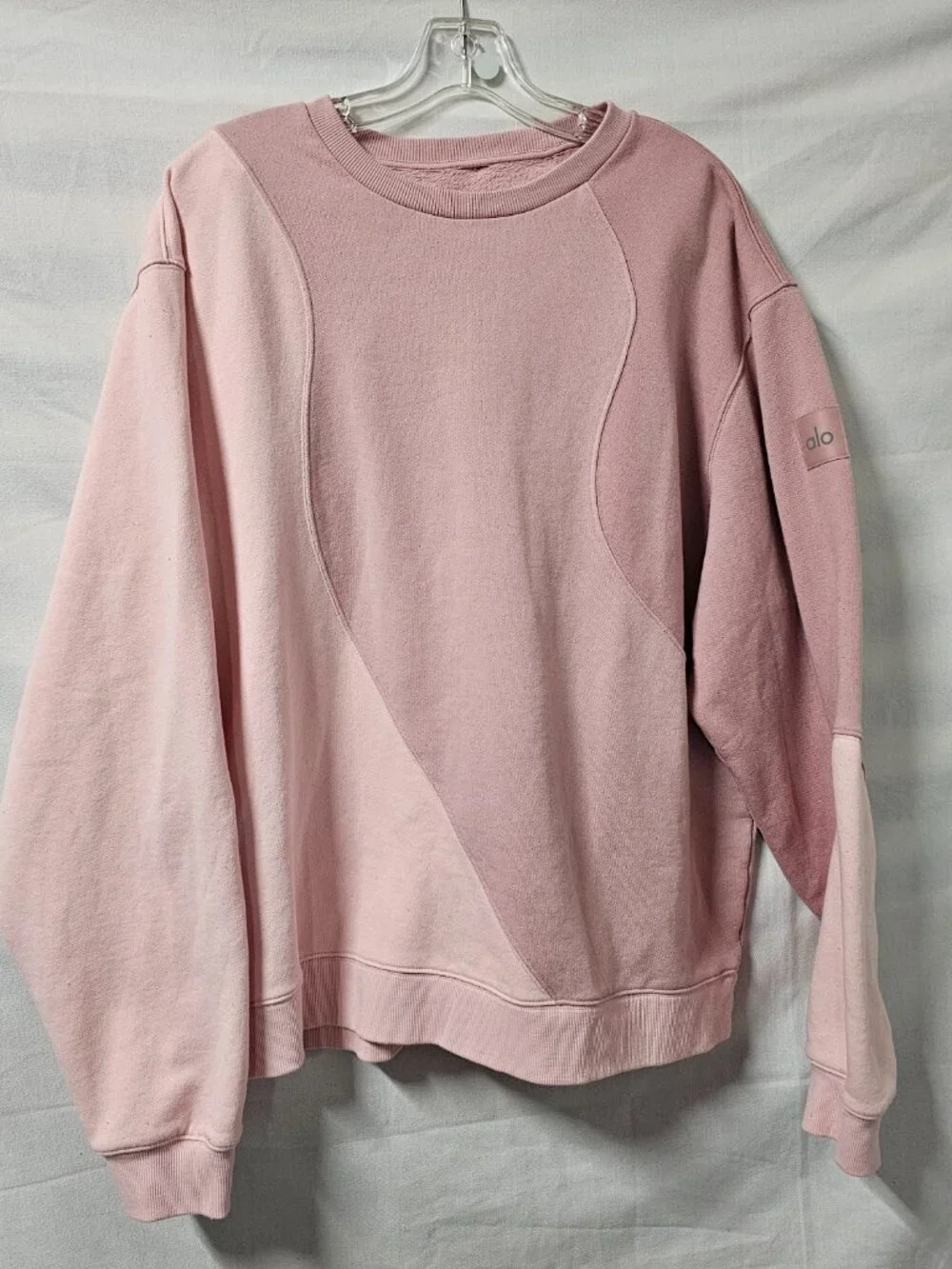 Alo Yoga Make Waves Crew Neck Women Size XL Sunset Pink Tonal
